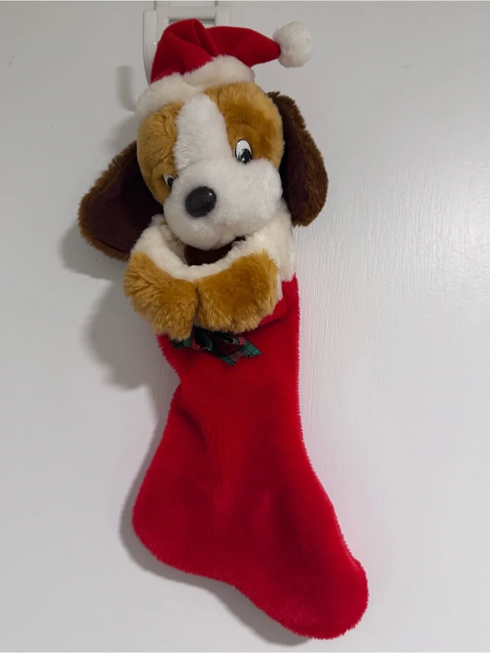Vintage Sad Sam Puppy Plush 1989 Christmas Stocking stuffed animal Dog Xmas VNT